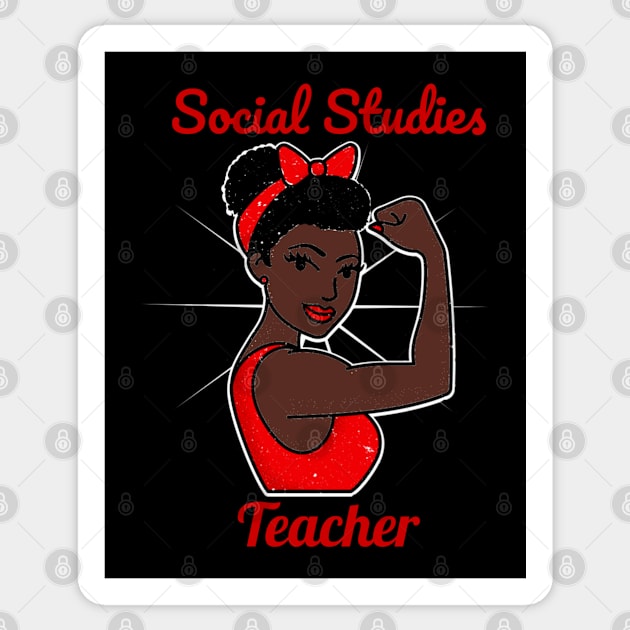 social studies teacher Black Woman Strong Retro Vintage Poster Style Art Work Sticker by DesignIndex